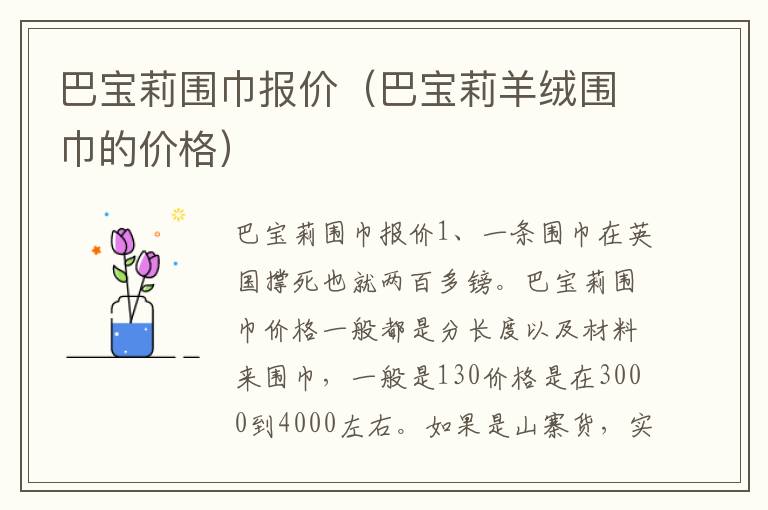 巴宝莉围巾报价（巴宝莉羊绒围巾的价格）