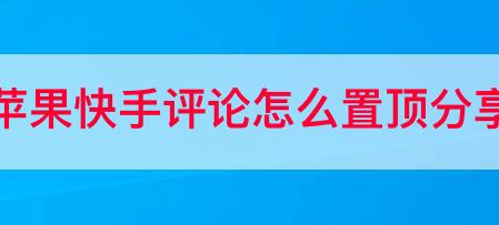 苹果快手评论怎么置顶分享