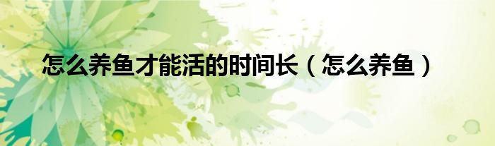 养鱼多久不死算成功_养鱼能活多久_