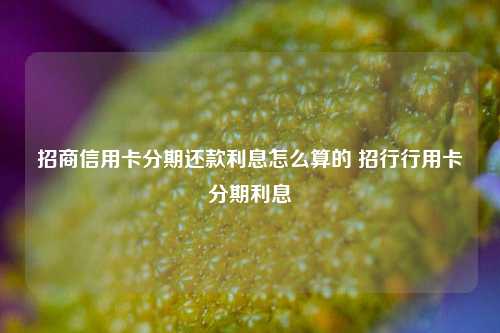 招商信用卡分期还款利息怎么算的 招行行用卡分期利息