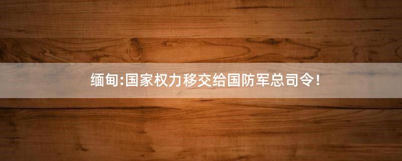 缅甸:国家权力移交给国防军总司令！