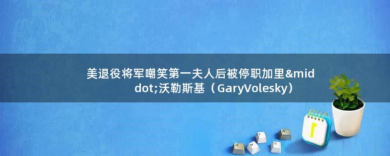 美退役将军嘲笑第一夫人后被停职 加里·沃勒斯基（Gary Volesky）