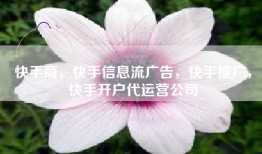 快手商，快手信息流广告，快手推广，快手开户代运营公司