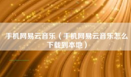 手机网易云音乐（手机网易云音乐怎么下载到本地）