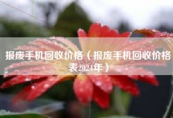 报废手机回收价格（报废手机回收价格表2024年）