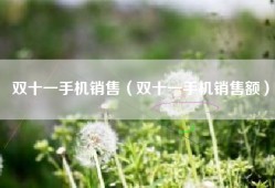 双十一手机销售（双十一手机销售额）