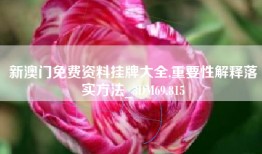新澳门免费资料挂牌大全,重要性解释落实方法_3DM69.815