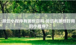 微信小程序有哪些百科-微信有哪些好用的小程序？