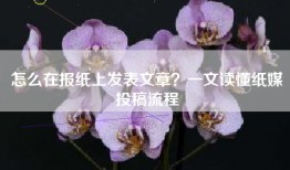 怎么在报纸上发表文章？一文读懂纸媒投稿流程