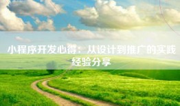 小程序开发心得：从设计到推广的实践经验分享