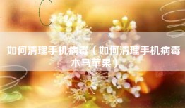 如何清理手机病毒（如何清理手机病毒木马苹果）
