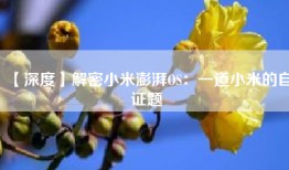 【深度】解密小米澎湃OS：一道小米的自证题