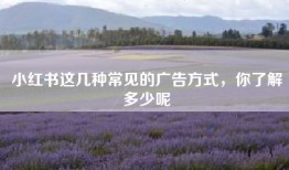 小红书这几种常见的广告方式，你了解多少呢