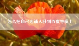 怎么把自己店铺入驻到百度导航上