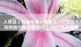 人找货×百度电商×货找人，三驾马车如何助力商家奋战618｜ 100个热点案例