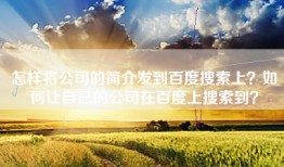 怎样将公司的简介发到百度搜索上？如何让自己的公司在百度上搜索到？