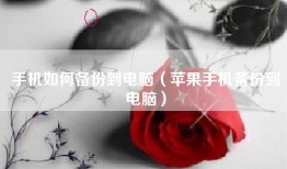 手机如何备份到电脑（苹果手机备份到电脑）