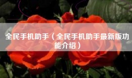 全民手机助手（全民手机助手最新版功能介绍）
