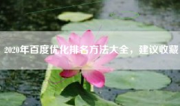 2020年百度优化排名方法大全，建议收藏