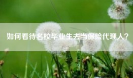 如何看待名校毕业生去当保险代理人？