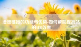 漫蛙链接的功能与优势-如何帮助提高站的SEO效果