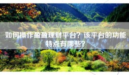 如何操作盈盈理财平台？该平台的功能特点有哪些？