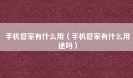 手机管家有什么用（手机管家有什么用途吗）