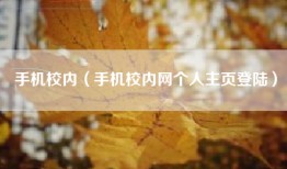手机校内（手机校内网个人主页登陆）