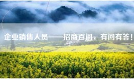 企业销售人员——招商百问，有问有答！