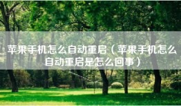 苹果手机怎么自动重启（苹果手机怎么自动重启是怎么回事）