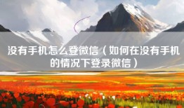 没有手机怎么登微信（如何在没有手机的情况下登录微信）