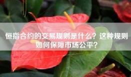 恒指合约的交易规则是什么？这种规则如何保障市场公平？