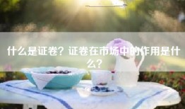 什么是证卷？证卷在市场中的作用是什么？