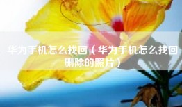 华为手机怎么找回（华为手机怎么找回删除的照片）