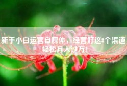 新手小白运营自媒体，经营好这8个渠道，轻松月入过万！