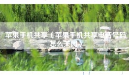 苹果手机共享（苹果手机共享电话号码怎么关闭）