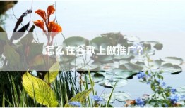怎么在谷歌上做推广？