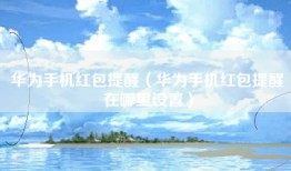 华为手机红包提醒（华为手机红包提醒在哪里设置）