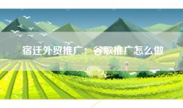 宿迁外贸推广：谷歌推广怎么做