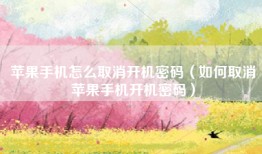 苹果手机怎么取消开机密码（如何取消苹果手机开机密码）
