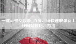 一键seo提交收录_百度、360快速收录新上线网站技巧、方法