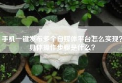 手机一键发布多个自媒体平台怎么实现？具体操作步骤是什么？