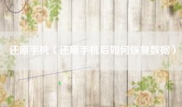 还原手机（还原手机后如何恢复数据）