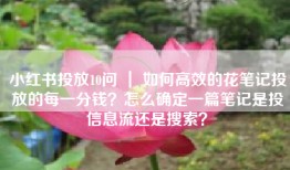 小红书投放10问 ｜ 如何高效的花笔记投放的每一分钱？怎么确定一篇笔记是投信息流还是搜索？