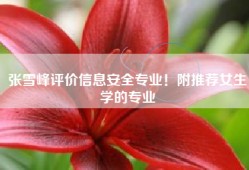 张雪峰评价信息安全专业！附推荐女生学的专业