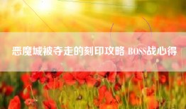恶魔城被夺走的刻印攻略 BOSS战心得