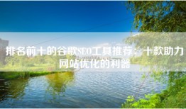 排名前十的谷歌SEO工具推荐：十款助力网站优化的利器