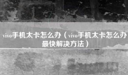 vivo手机太卡怎么办（vivo手机太卡怎么办最快解决方法）