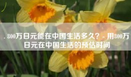 . 800万日元能在中国生活多久？- 用800万日元在中国生活的预估时间