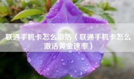 联通手机卡怎么激活（联通手机卡怎么激活黄金速率）